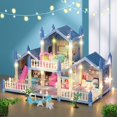 thumbnail image 5 of Play Dollhouse for Girls, 5 Rooms Kids Dollhouse with Doll Toy Figure, Furniture and Accessories, Doll House Gift Toys for Kids Girls Ages 3 & Up, Blue, 5 of 5