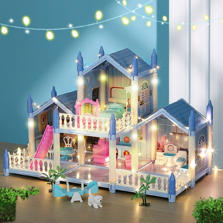Play Dollhouse for Girls, Rooms Kids Dollhouse with Doll Toy