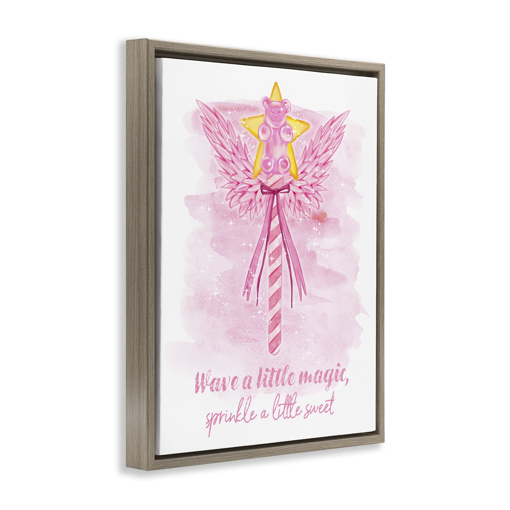 Stupell Industries Sprinkle Sweet Magic Fairy Tales & Fantasy Painting Brown Floater Framed Art Print Wall Art, 17 x 21