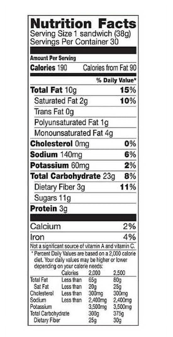 Natures Valley Biscuit Sandwich with Delicious Almond Butter Filling, Whole Grain, Low Protein 3g (30 Count)