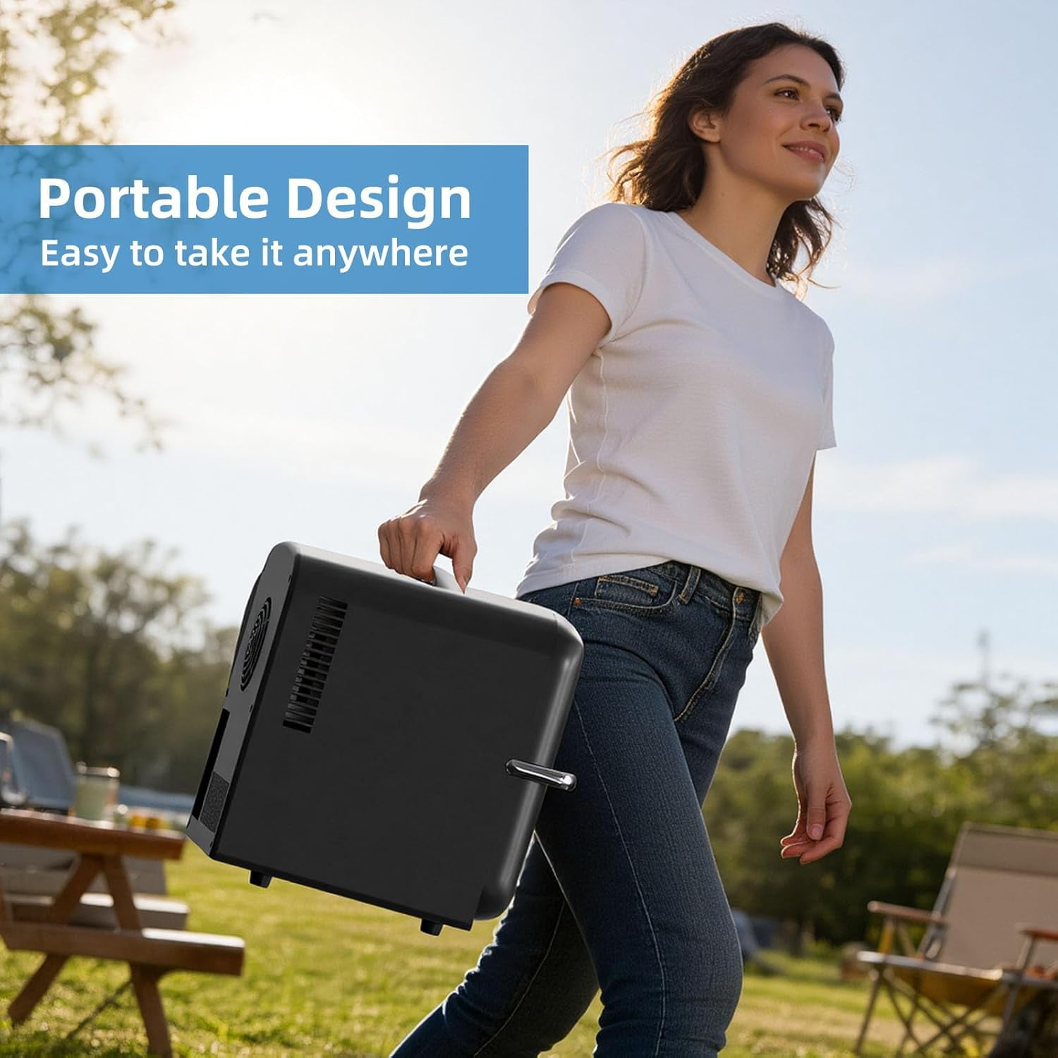 FREE VILLAGE Mini Fridge for Bedroom,4L/6 Cans Small Refrigerator No Freezer for Skincare,Makeup,With Observation Window,Portable Beverage Drink Cooler and Warmer for Kids,Car,Office,Dorm,Black