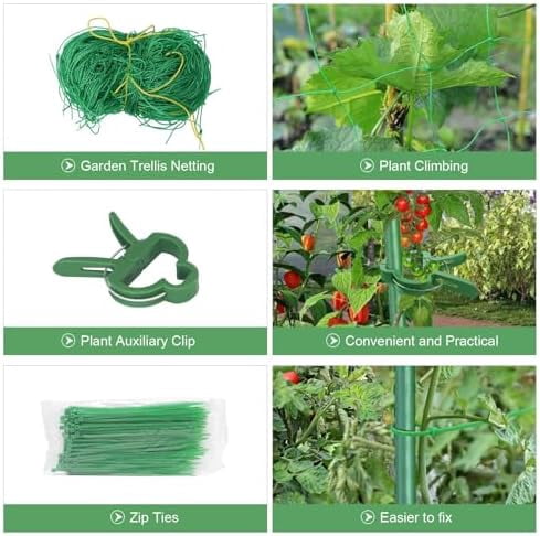 2PCS Cucumber Trellis for Climbing Plants Outdoor, Garden Trellis for Raised Bed Garden,Vegetable Grow Supports with Climbing Net for Tomato Bean Squash, Grape Zucchini (2PCS)