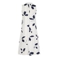 thumbnail image 4 of Estbridge Robes d'Été pour Femmes Décontractées Plissées Amples Évasées Midi pour Femmes Imprimé Floral Longueur Genou Grande Taille Robe Col Ras du Cou Manches Courtes Robe d'Invitée de Mariage Économies d'Été Liquidation, 4 of 6