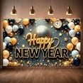 thumbnail image 6 of Gold Theme Happy New Year Banner Black White Accent New Year Party Banner Disco Colorful Balloons Celebration Banner for New Year Party Indoor Celebration Holiday Event, 6 of 8