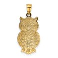 thumbnail image 3 of 14K & Rhodium Polished & Textured Owl Pendant in 14k Yellow Gold w/ Rhodium Plating, 3 of 3