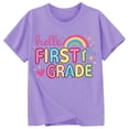 thumbnail image 3 of Bysome Tees for Girls Back to School Letter Rainbow Print Short Sleeve Crew Neck Shirts Summer First Day of School Lightweight Girl Tops Size 4-5 Years Purple, 3 of 3