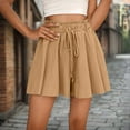 thumbnail image 2 of Lenpel Flowy Shorts for Women Summer Ruffle Elastic High Waisted Pleated Wide Leg Boho Casual Shorts Beach Vacation Clothes, 2 of 7