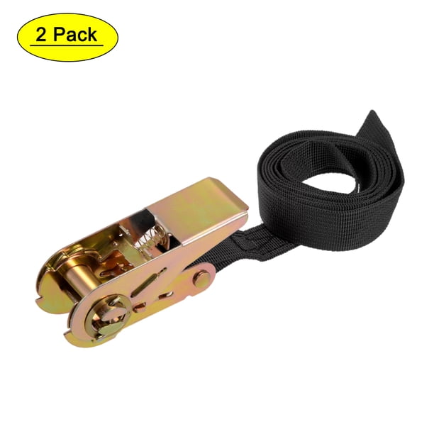 Uxcell 1.5Mx25mm 250Kg Correa de sujeción con trinquete, Negro, 2 Paquete