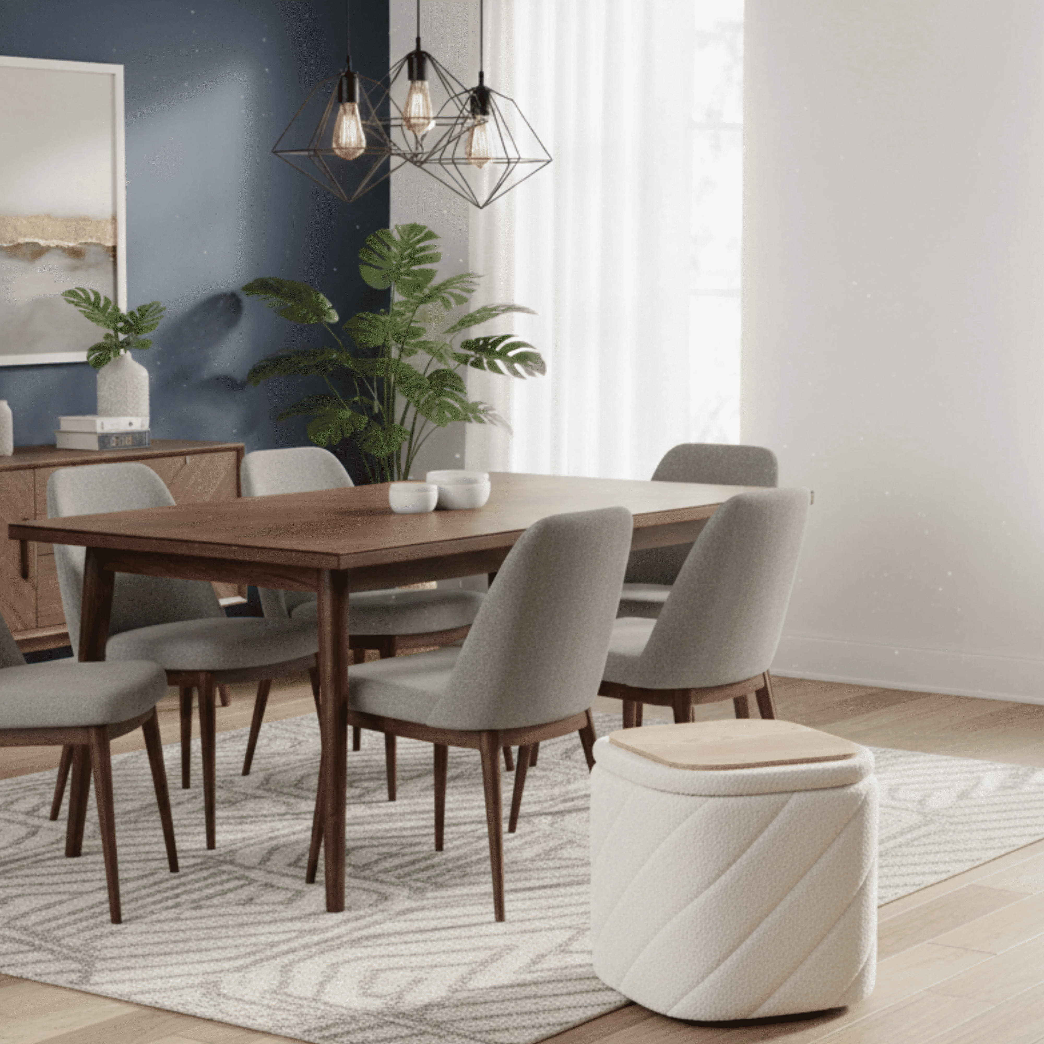 Aria Home Diagonal Tufted Cube Ottoman with Storage, Upholstered Footrest 15" Stool, Ivory
