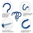 thumbnail image 5 of Unique Bargains 10pcs Cup Hooks 2 Inch Vinyl Coated Screw-in Ceiling Wall Thread Hooks Great for Hanging Indoor Outdoor Lignts Blue, 5 of 7
