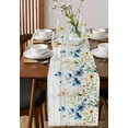 thumbnail image 4 of ERUNPONLY Spring Floral Table Runner - 48 Inch Long Weeping Blue Botanical Summer Vintage Cotton and Linen Blended Dress Scarves Farmhouse Table Runner for Kitchen Dining, Coffee Table, 13"x48", 4 of 8