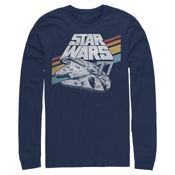 Mens Star Wars Retro 77 Millennium Falcon Stripes Long Sleeve Shirt