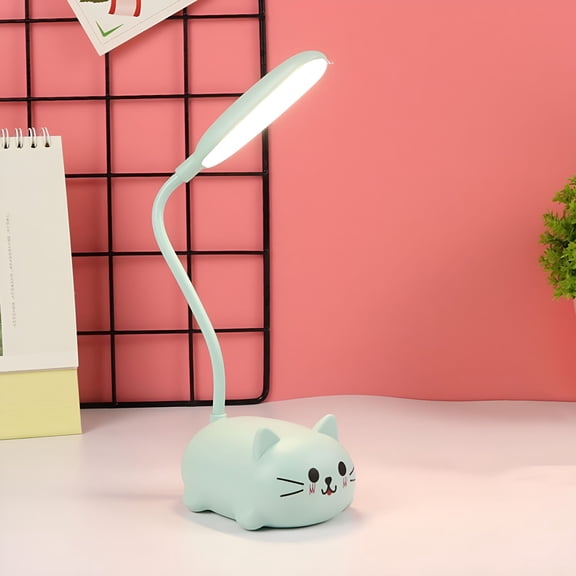 HIBIBUD LED Desk Lamp for Kids,Cute Cat Lamp,Flexible Gooseneck Eye-Care Cartoons Small Desk Lamp