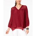 thumbnail image 1 of Style & Co Women's Lace-Yoke Handkerchief-Hem Top (XL), 1 of 2