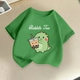 thumbnail image 2 of SGFCWSX Girls Short Sleeve Tops, Kids Breathable Print Crew Neck Cotton T-Shirt, Casual Summer Tees Green Size 4-6 Years, 2 of 8