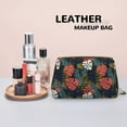 thumbnail image 4 of red Banana leaves Makeup Bag, Leather Waterproof Travel Toiletry Bag, Large Capacity Cosmetic Bag Make up Bags Organizer fro Travel Size Toiletries Women Girls, 4 of 4