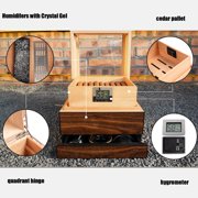Humidor Cigar Box, Handcrafted Box Top 270 Elegant Glossy Spanish Cedar Humidors with Easy HumidificationSystem, Accurate Digital Hygrometer with 2 Humidor Solution by Wudytim