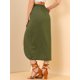 thumbnail image 5 of Falda larga con pliegues y abertura lateral Allegra K Verde oliva XL, 5 of 6
