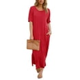 thumbnail image 2 of Sherrylily Summer Women T Shirt Dress Casual Drop Shoulder Dresses Side Slit Midi Dress with Pockets, 2 of 7