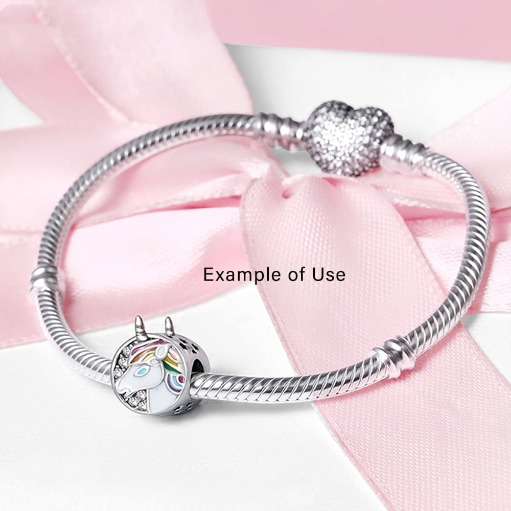 White Unicorn Charm European Bead CZ Sterling Silver Ginger Lyne Collection