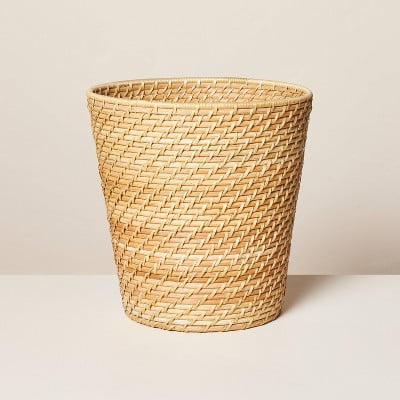 2.5gal Natural Woven Bathroom Wastebasket