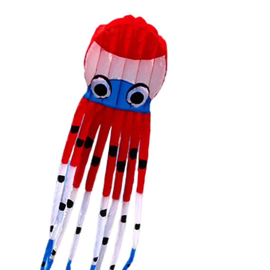 DimyFew 3D Soft Octopus Kite Animal Outdoor Windsock Soft Kite Easy To Fly Children Toys Red