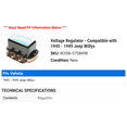 thumbnail image 2 of Regulator - Compatible with 1945 - 1949 Jeep Willys 1946 1947 1948, 2 of 2