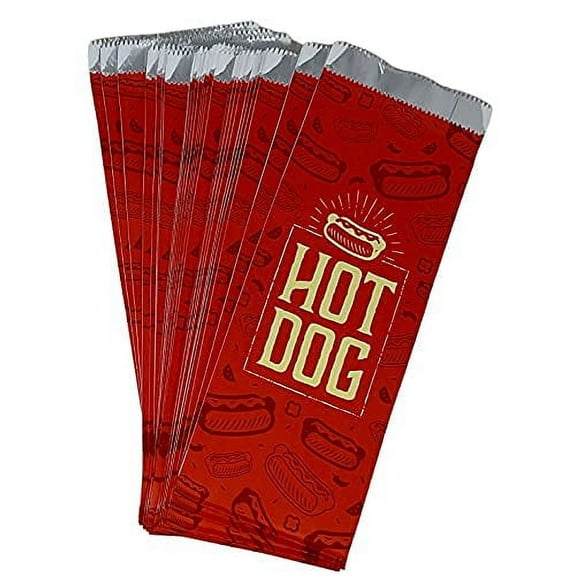 Hot Dog Grease Proof Food Wrapper Bags (50)