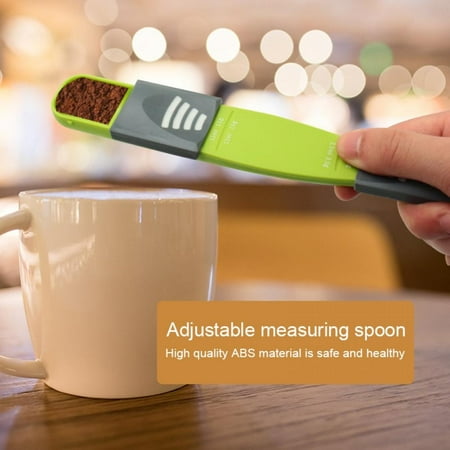 

4PCS Adjustable Measuring Spoon Green Creative Double End Adjustable Scale Eight Stalls Measuring Spoon Measuring Dry/Semi-Liquid Ingredients Metering Spoon for Baking Cooking Coffee Sugar Salt