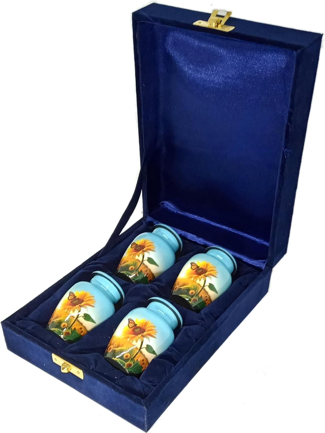 UR Keepsake Urn Set of 4-Sunflower with Butterfly Cremation Keepsake Urn for Human Ashes with Velvet Box & 4 Velvet Bag-Mini Keepsake Urn - Affordable Keepsake Urn (3 cu.in x 4pcs) (1)