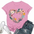 thumbnail image 2 of NAMTYQX Womens Blouses Hip Crewneck Muster Stretch Soft Oversized Short Sleeve Loose Patterns Graphic Tees Pink Size 2XL, 2 of 4