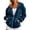Blue, variant on MDUKONU Womens Velvet Zip Up Hoodie Long Sleeve Oversized Hooded Sweatshirt Fleece Fall Velour Y2K Jackets With Pockets Size: XXXL Blue