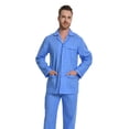thumbnail image 3 of GLOBAL Men's 100% Cotton Long Sleeve Pajama Set, Breathable Lightweight Button Down Nightwear with Pants, S-3XL, 3 of 7
