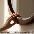 thumbnail image 4 of 30" Round Dark Wood Mirror, Large Asymmetrical Wavy Frame Wall Mirror for Foyer, Fireplace, Solid Wood Irregular Luxury Decor, 4 of 10