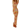 thumbnail image 3 of SAYOO , vestido ajustado largo estampado de verano para mujer, manga corta, estampado elegante, cuello redondo, fiesta, playa, vacaciones, ropa de calle SAYOO casual, 3 of 9