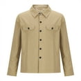 thumbnail image 3 of ZCFZJW Men's Casual Shirt Jacket Long Sleeve Button Down Flip Collar Overshirt Lightweight Shacket with Pockets Khaki S, 3 of 7