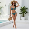 thumbnail image 5 of Quealent Women's Bikini Sets High Waisted Swim Skirt Tummy Control Swimsuits Two Piece Scalloped Trim Bathing Suit Dark Blue for Size L, 5 of 9