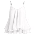thumbnail image 7 of Rggeeun Womens Tank Tops Flowy Camisole Spaghetti Strap V Neck Loose Solid Color With Layered Ruched Ruffle For Summer Everyday Wear Cute Tops,White,Xl, 7 of 7