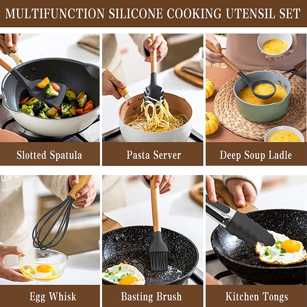 Elisa Utensils Set, 33 Pcs Silicone Kitchen Cooking Tools, Heat