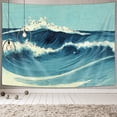 thumbnail image 2 of Ocean Tapestry Wall Hanging Blue Watercolor Ocean Waves Wall Art Tapestries, Japanese Anime Sea Wave Wall Decor Blue Indian Tapestry for Bedroom Aesthetic Home Dorm, Wall Blacket, 2 of 3