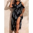 thumbnail image 3 of HKEDES Women Plus Size Floral Midi Dress, Flowy Split Design, Off-Shoulder Surplice Nec, 3 of 6