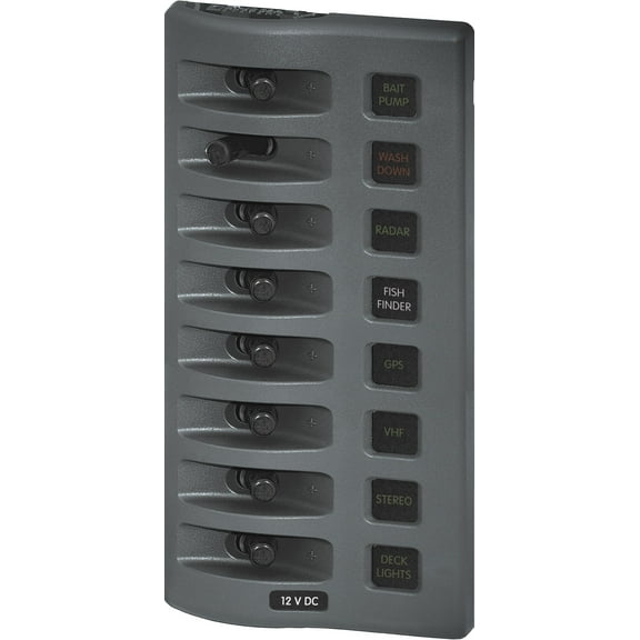Blue Sea - 4308B-BSS Panel WD 12VDC fused 8 pos gray (1EA)