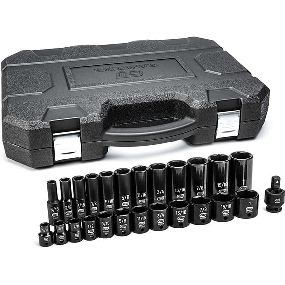 25 Pc. 3/8" Drive 6 Pt. SAE Impact Socket Set, Standard & Deep - 84919N
