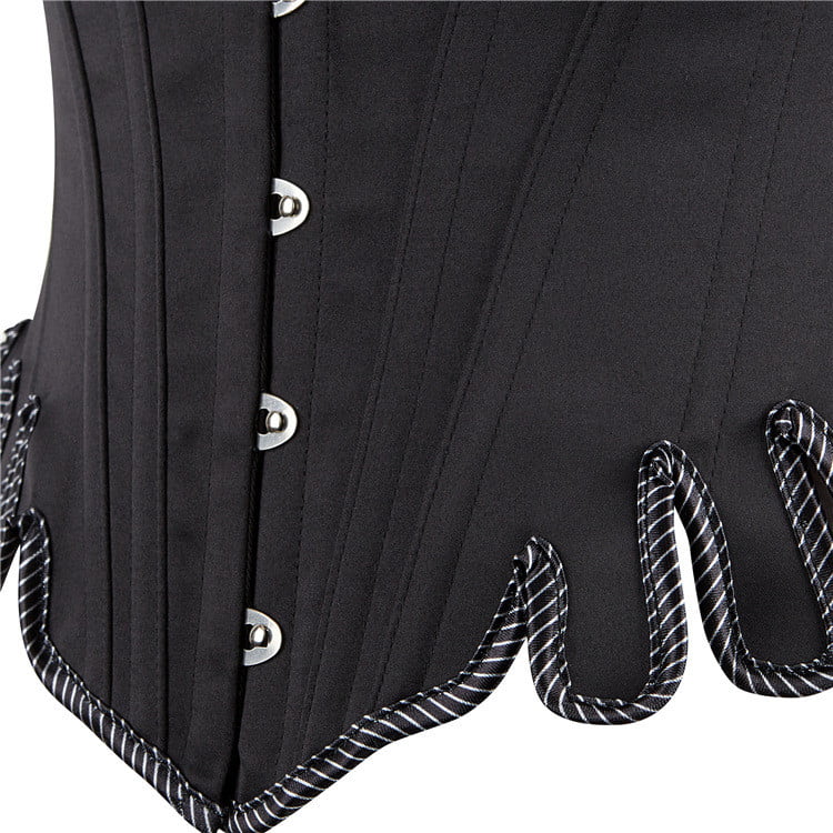 YWDJ Womens Corset Top Women Retro Fan-Shaped U-Neck Tight Waist Steel Tie  Belly Corset Black S 