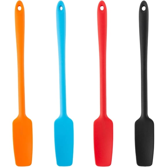 4 Pcs Silicone Jar Spatulas with Long Handle, Non-Stick Rubber Spatula Heat Resistant Silicone Scraper Spatulas for Baking Cooking Blenders Mixing