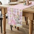 thumbnail image 2 of Pink Easter Table Runner 70 Inches Long for Kitchen Dining, Spring Easter Bunny Eggs Floral Buffalo Plaid Dresser Scarf Farmhouse, Dining Table Decorations for Wedding/Parties, 13 x 70 In, 2 of 8