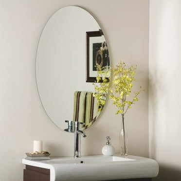 Large 24" x 36" Oval Bathroom Helmer Frameless Wall Mirror by Décor Wonderland