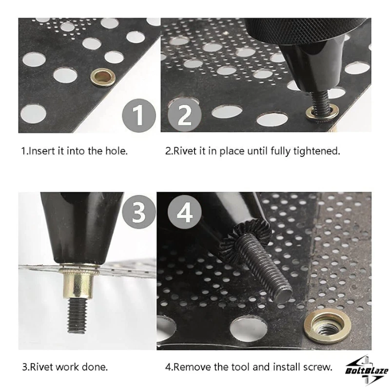 CIRCLE- 175Pcs Zinc-Plated Rivet Nut Kit – M3-M10 Assorted Sizes, Flat Heads