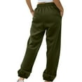 thumbnail image 3 of Women's Fashion Casual Solid Elastic Waist Trousers Long Straight Pants, 3 of 6