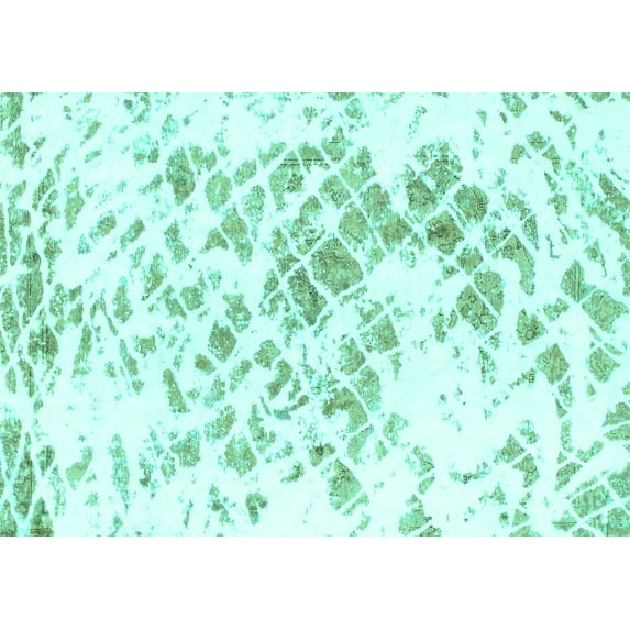 Ahgly Company Machine Washable Indoor Rectangle Abstract Turquoise Blue Modern Area Rugs, 3' x 5'